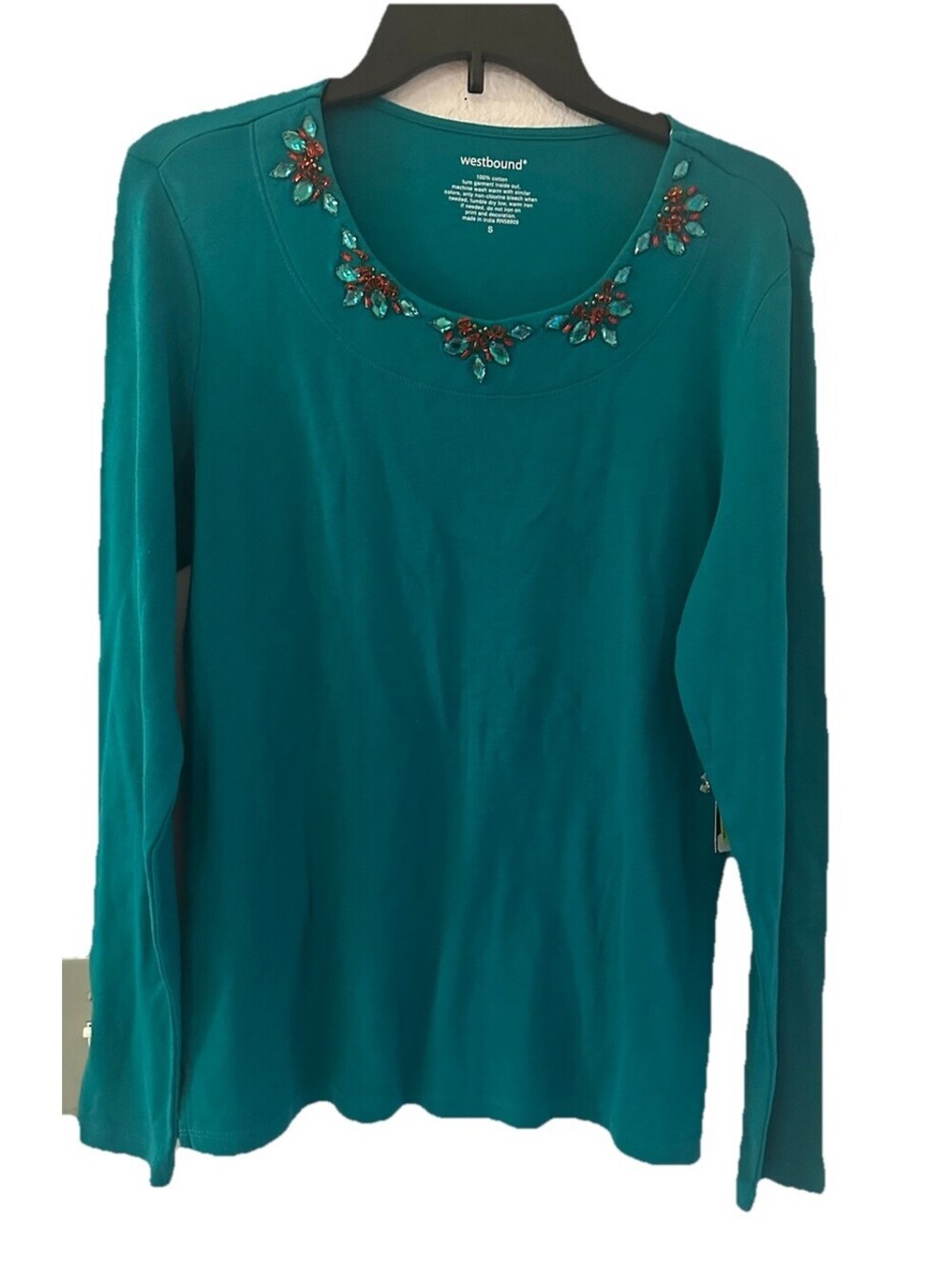 NWT Women’s Westbound Long Sleeve Pullover With Bejewled Neckline